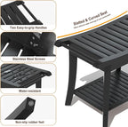 Zhuoyue Bamboo Shower Stool Bench Waterproof with Storage Shelf for Shaving Legs or Spa Bath Seat in Bathroom & Inside Shower for Adults Seniors Elderly (24 x 13.4 x 18.5 inches+Black)