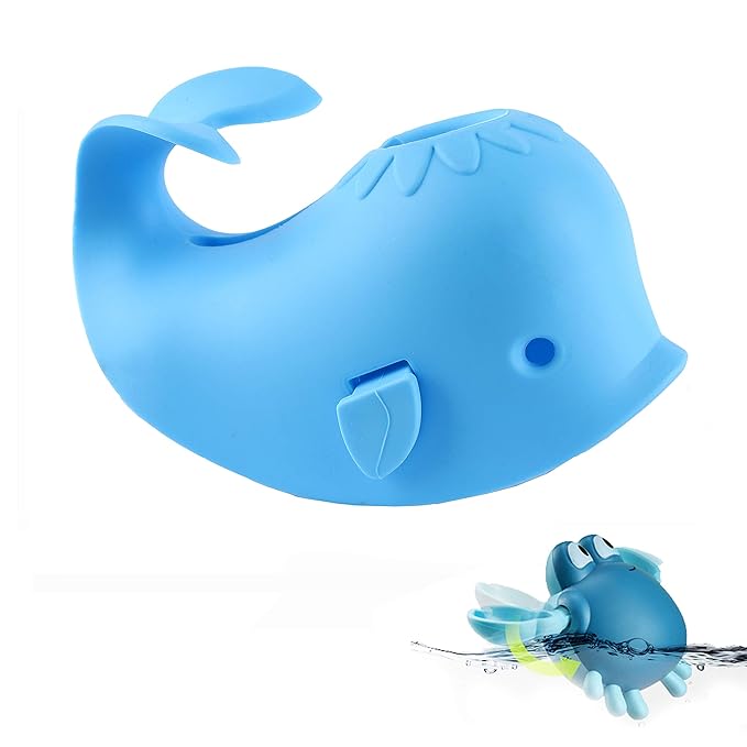 Bath Spout Cover, Universal Whale Bathtub Faucet Baby Shower Protection Cover with A Gift for Kid Toddler Bath Safety