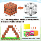 108PCS Magnetic Blocks Building Toys - 1'' Magnet Building Blocks Build Mine Magnet World Game Adventure Set Cubes Boys Girls Toys Ages 3-5 4-6 5-7 6-8 Kids Gifts for 3-12 Years Old School Supplies