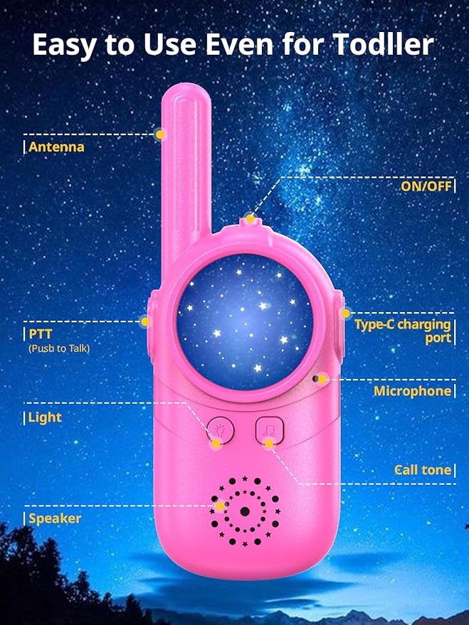 Walkie Talkies for Kids Rechargeable, 3 4 5 Year Old Boy Girl Gifts, 2 Pack Birthday Gifts for 3 4 5 6 7 8 Year Old Boys, Toddler Toys for Indoor Outdoor Games