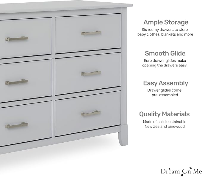 Dream On Me Cleo Double Dresser in Pebble Grey
