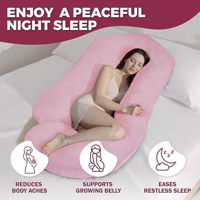PILLANI Pregnancy Pillows for Sleeping - V C U Shaped 57inch Full Body Pillow with Removable Washable Cover, Cooling Maternity Pillow for Pregnant Women, Support for Back Belly Legs Hip