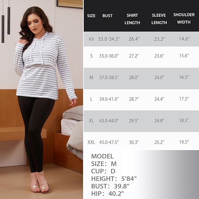 GINKANA Women's Nursing Hoodie Sweatshirt Long Sleeves Breastfeeding Maternity Tops Casual Clothes