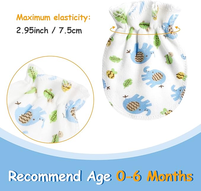 Geyoga 24 Pairs Newborn Baby Boy Girl Mittens 0-6 Months Newborn No Scratch Mittens Soft Elastic Infant Baby Gloves