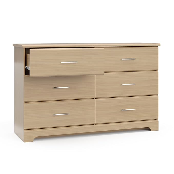 Storkcraft Brookside 6-Drawer Dresser (Driftwood) – GREENGUARD Gold Certified, Wood Dresser for Bedroom, Kids & Nursery Storage Chest, Safety Interlocking Drawers, Pre-Installed Tracks, Kids Chest