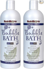 NutriBiotic Bubble Bath, Fresh Fruit, 16 Oz. Twin Pack | Gentle Moisturizing with GSE, Aloe & Botanicals | Bubble Bath Fun for Kids, Too | Tear-Free, Oil-Free, Vegan, Hypoallergenic & pH-Balanced