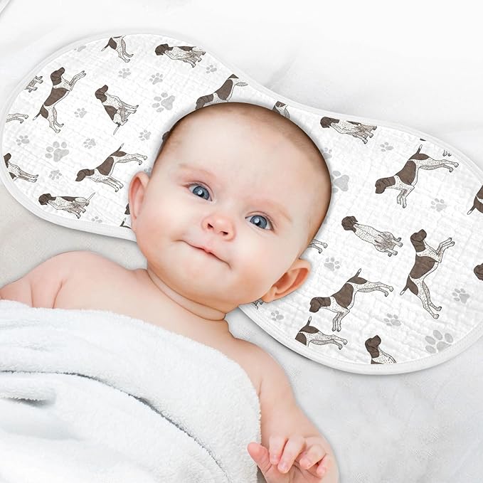 1 Pack Muslin Burp Cloths German Dogs White Cotton Baby Burp Cloths Absorbent Burping Cloth Soft Spit Up Rags for Newborn Must Haves 22x11 Inch