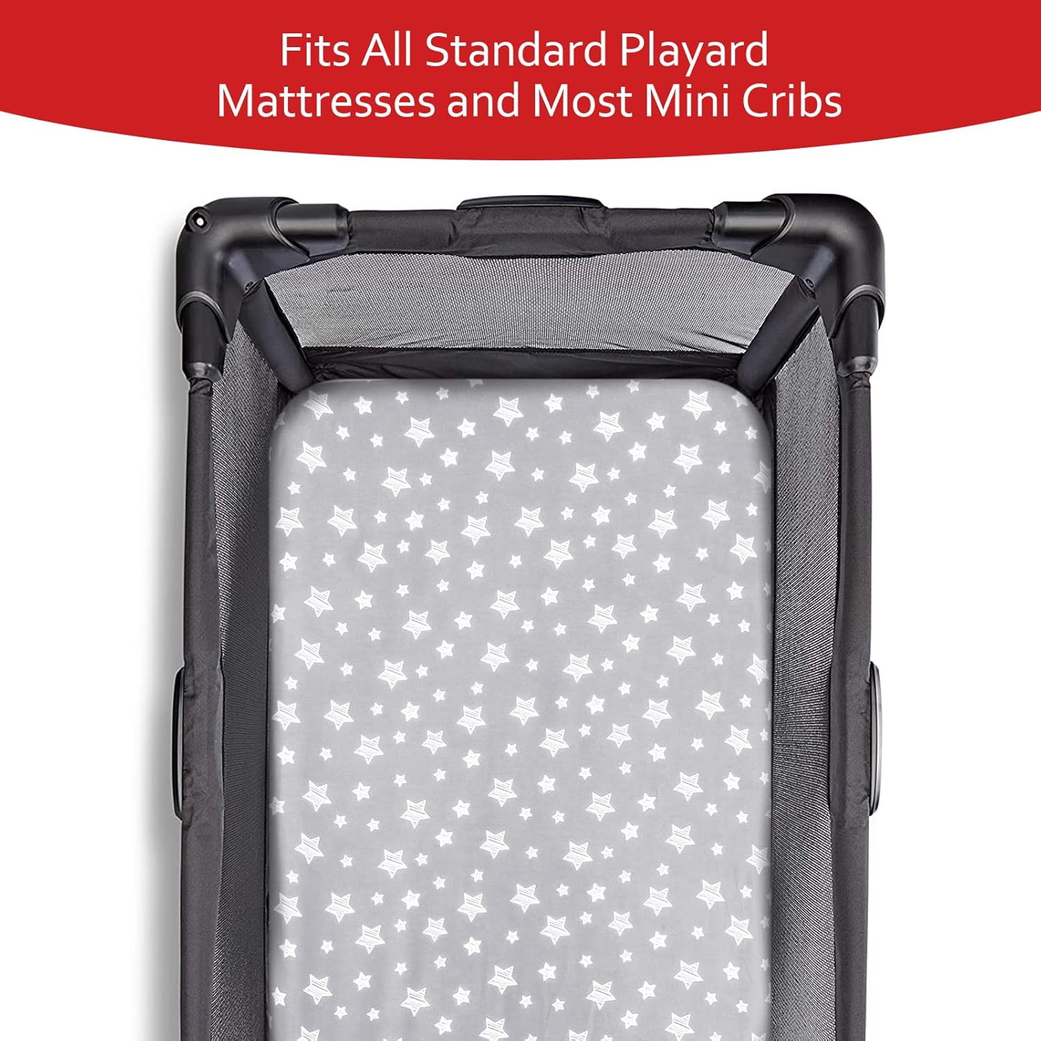 Pack and Play Sheets, 4 Pack Mini Crib Sheets, Stretchy Pack n Play Playard Fitted Sheet, Compatible with Graco Pack n Play, Soft and Breathable Material, Grey