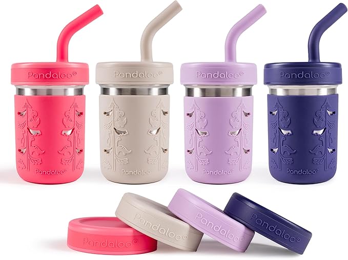 Pandaloo® Smoothie Cups for Kids - Stainless Steel Toddler Tumbler with Straw, Sippy Cup for Smoothies - BPA-Free, Toddler Snack Cups, 10 oz