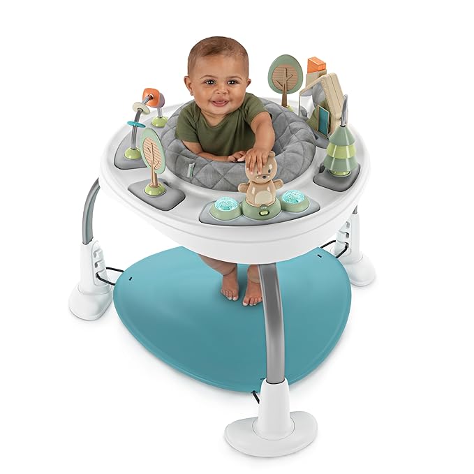 Ingenuity Spring & Sprout 2-in-1 Baby Activity Center Jumper and Table with Infant Toys - Ages 6 Months +, First Forest