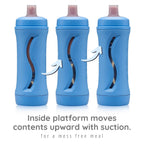 Subo Baby Food Bottle Starter Set | No Mess Baby Toddler Self Feeder | Squeeze Free Design for Purees, Smoothies, Yogurt, Oatmeal, or Thickened Liquids | Reusable Silicone Washable Cup (Blue)