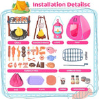 Kids Camping Set with Play Tent,Campfire,Lantern,Indoor Outdoor Camping Set with Pop up Play Tent,Camping Toys Play Set for Kids 3 4 5 Year Old,Toddler Toys