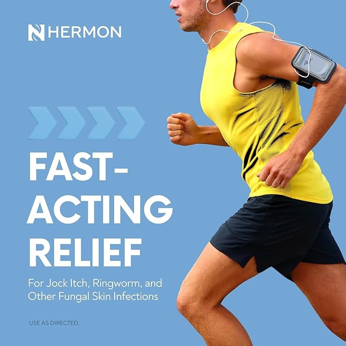 Hermon Jock Itch Antifungal Cream, Ringworm Treatment for Humans, Psoriasis Scalp Treatment, Ringworm Cream for Humans, Foot & Body Balm, Provides Soothing Relief-2 Pack