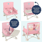 Hiccapop OmniBoost Travel Booster Seat with Tray for Baby | Folding Portable Baby Booster Seat for Dining Table, Camping, Beach, Grandma’s | Tip-Free Design Straps to Kitchen Chairs - Booster Chair