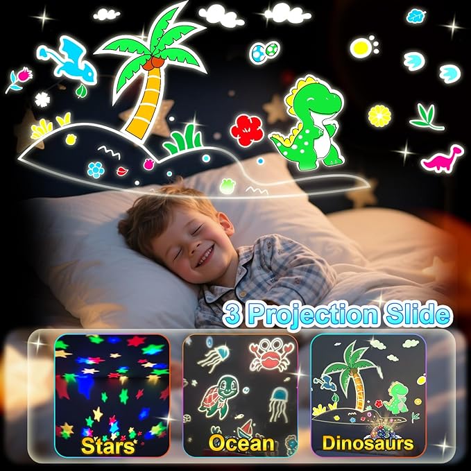 Night Light for Kids,Dinosaur Night Lights Projector,Remote Dimmable Timer Star Projector,360° Slient Ocean Lights for Ceiling Projector,Christmas Birthday Gifts for Boys&Room Decor