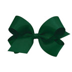 Wee Ones Girls' Plain Wrap Classic Grosgrain Hair Bows on a WeeStay No-Slip Hair Clip, Handmade, Large, Forest Green