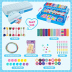 Friendship Bracelet Making Kit with Storage Box,DIY String Bracelet Arts and Craft for Girls Aged 8-12,Kids' Travel Activity Toy Set,Birthday Gifts for Ages 6 7 8 9 10 11 12 Year Old (Light Blue)