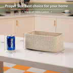 4 Pack Small Storage Shelf Baskets for Organizing, Mini Woven Rope Storage Bins for Towels, Cute Decorative Closet Organizer，Baby Nursery, Gift Empty Baskets -11.81''Lx7.87''Wx4.72''H'-Brown