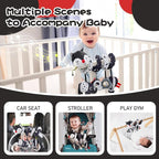 Jollybaby Crib Stroller Car Seat Toys for Baby 0-3-6-9-12 Months, Tummy Time Hanging Sensory Toys for Newborn with Music Box and Teether, Spiral Carseat Toy for Infant Boy Girl Gift (Black and White)