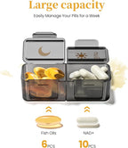 Zoksi Am Pm Pill Organizer 7 Day, Weekly Pill Box 2 Times a Day, Medicine Pill Organizer with Separate Compartment, Travel Pill Case Dispenser Portable for Vitamins, Fish Oils, Medicines(Black)