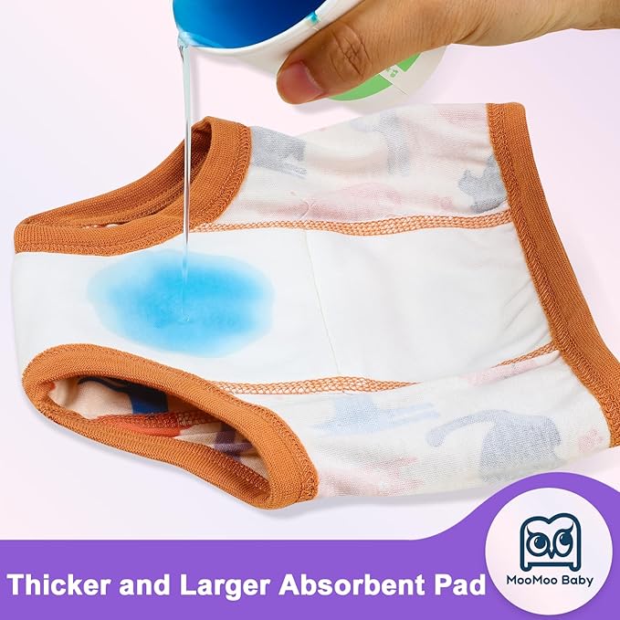 MooMoo Baby Potty Training Underwear 10 Packs Absorbent Toddler Training Pants for Boys and Girls Cotton Pee Pants 2T-9T