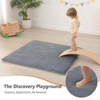 Baby Play Mat for Floor,1.3" Thick Elasti-Foam 50"×50" Playpen Mat for Tummy Time,Water Repellent Soft Coral Velvet for Toddler,Infant,Kids,Non-Slip Backing Safe for Crawling(Dark Grey)