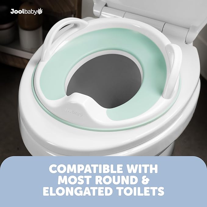 Jool Baby Potty Training Seat for Boys and Girls With Handles, Fits Round & Oval Toilets, Non-Slip with Splash Guard, Includes Free Storage Hook (Aqua)