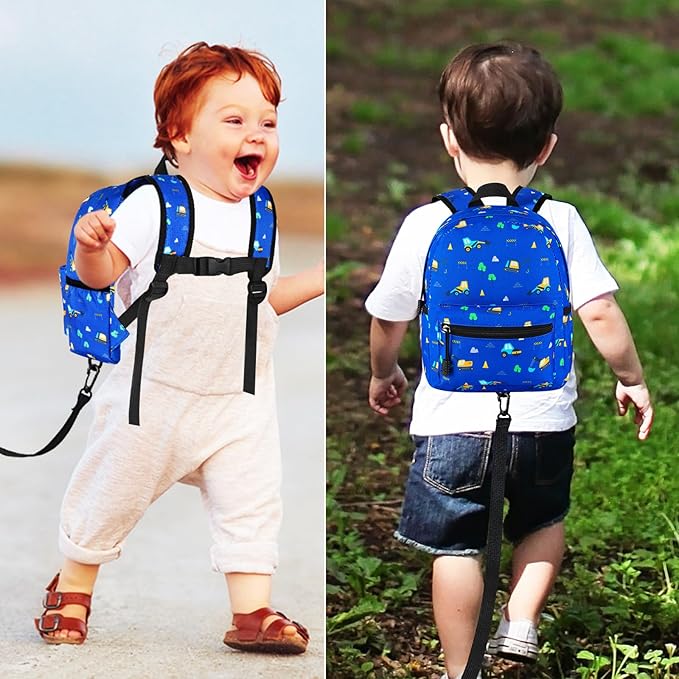 Accmor Toddler Backpack Leash, Mini Child Backpack with Anti Lost Wrist Link, Cute Kids Backpack Leash Walking Harness for Outdoor Travel, Small Excavator Backpack Tether for Baby Boys Girls Ages 1-3
