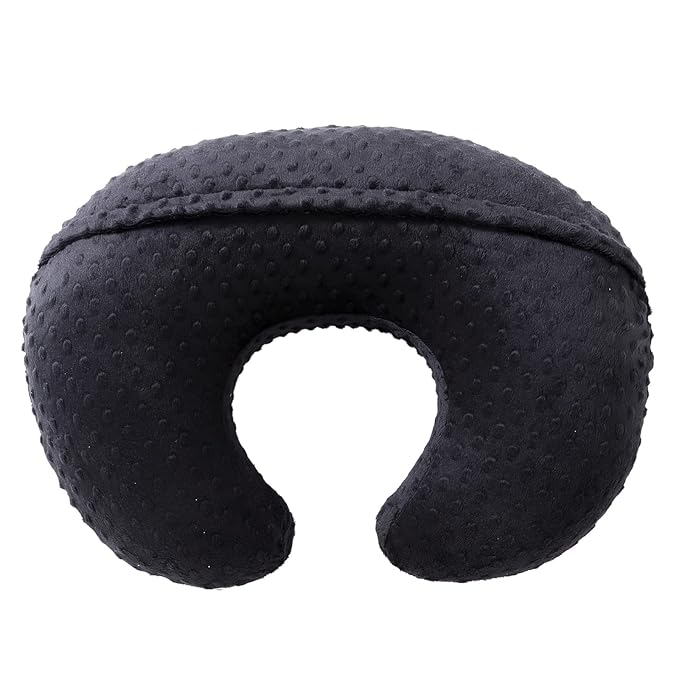 Baby Nursing Pillow and Body Positioner with Premium Slipcover for Breastfeeding for Baby Boys and Girls, Feeding Pillow with Breathable Comfortable Pillowcase (Black)