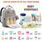 Baby Diaper Bag Backpack, Travel Diaper Bags for Baby Girl Boy Large Capacity Baby Bag Backpack for Women Grey