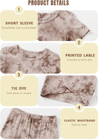 Jimonda Baby/Toddler Soft Sleepwear Short sleeve Kids Cool Pajama Outdoor 2-Piece Shirt&Shorts Casual sets Tie Dye PJ