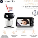 Motorola Nursery PIP1610 HD Connect Baby Monitor Camera, 5", WiFi, Wall Mount, 1080p, 1000ft Range, 2-Way Audio, Pan/Tilt/Zoom, Room Temp, Lullabies (Renewed)