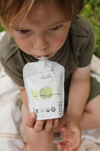 White Leaf Provisions Organic Purees / Baby Food Pouches - Fruits, Veggies & Grains, Toddler snack, Regeneratively Farmed, No Added Sugar, Non-GMO, BPA-Free Pouches 3.17 oz (Pack of 24) Pea + Apple + Cauliflower)