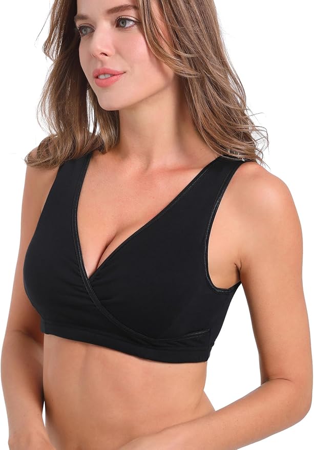 SUIEK 4 Pack Nursing Sleep Bra Maternity Bralette Cotton Breastfeeding Bras