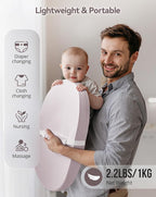 COMOMY Baby Changing Pad with Wipeable & Waterproof PU Cover, Contoured Diaper Changing Pad for Dresser with Non-Slip Safety Belt, Portable and Lightweight, Large Cushioned Foam, Lavender