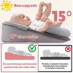 Baby Wedge Pillow for Infant with Safety Strap, Reflux Baby Pillow, Relief & Spit-Up Prevention, Removable Cover for Breastfeeding, Bottle Feeding