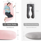 MOON PARK Pregnancy Pillows for Sleeping - U Shaped Full Body Maternity Pillow with Removable Cover - Support for Back, Legs, Belly, HIPS - 65 Inch - Pink