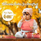 Silicone Baby Feeding Set 10 Pcs, Baby Led Weaning Supplies, Baby Feeding Supplies Set BPA Free, Baby Essentials for Newborn Gift Red