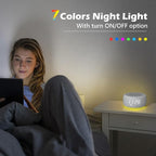 Buffbee Sound Machine & Alarm Clock 2-in-1, 18 Soothing Sound, 7 Night Light, Sleep Timer, Precise 30-Level Volume Control White Noise Machine