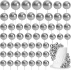 75 Pieces Silver Cake Balls Topper Decorations Foam Cupcake Topper Mini Balloon Cake Topper Picks for Cake Deco Birthday Party Wedding