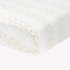Little Unicorn Premium Crib Sheet | Breathable & Super-Soft Muslin Fabric (Gold Diamond-Stripe)