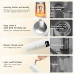 Portable Milk Warmer for Travel, Detachable Bottle Warmer for Breastmilk Formula Water, Boiling Function & Fast Heating, Rechargeable, Healthy for Baby on Journey, Car, Airplane