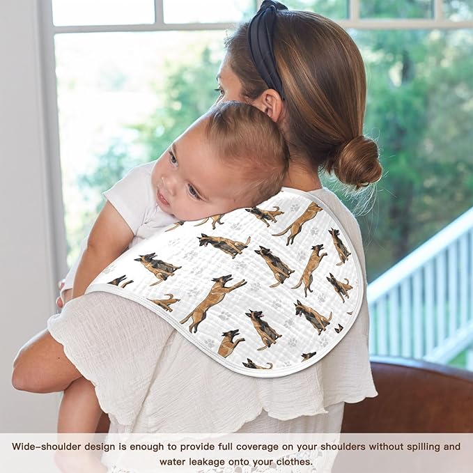 2 Pack Muslin Burp Cloths German Dogs Paw Prints White Cotton Baby Burp Cloths Extra Absorbent and Soft Thick Burping Cloth for Newborn Must Haves 22x11 Inch