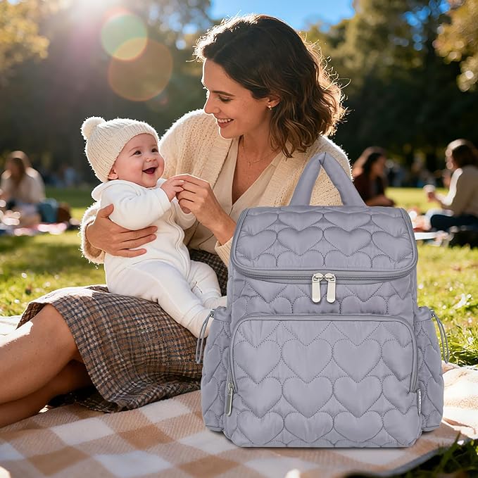 Baby Diaper Bag Backpack, Multifunction Baby Bag for Mom Dad, Large Capacity Diaper Backpack with Changing Pad Stylish Pañaleras para Bebe Stroller Straps, Newborn Baby Essentials Must Haves for Women