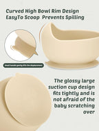 Silicone Baby Feeding Set, 18PCS Baby Led Weaning Supplies, Eating Essentials Utensils with Suction Plate and Bowl, Adjustable Silicone Bib, for 6+ Months (Green+Brown)