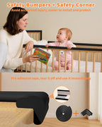 Edge Corner Protector Baby Proofing, 6.56FT 0.6'' Thicken L-Shape Furniture Fireplace Safety Bumper Guard with 6 Corners, Pre-Taped, Soft NBR Rubber Foam, Table Edge Protector for Baby (Black)