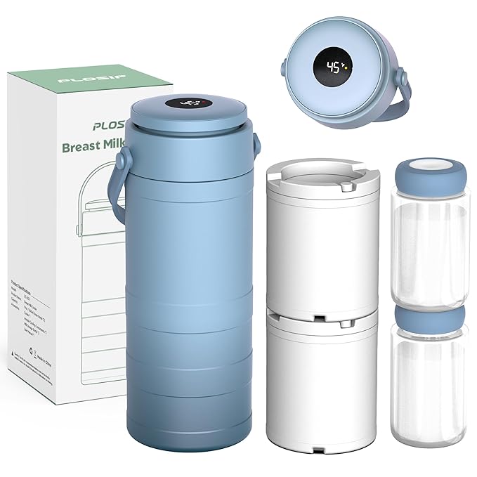 Portable Breast Milk Cooler for Outdoors, 360° All-Round Cooling Keeps Milk Fresh for 24 Hours, 22oz Large Capacity Breastmilk Chiller with 2pcs BPA-Free Bottle for Breastmilk Storage, Blue