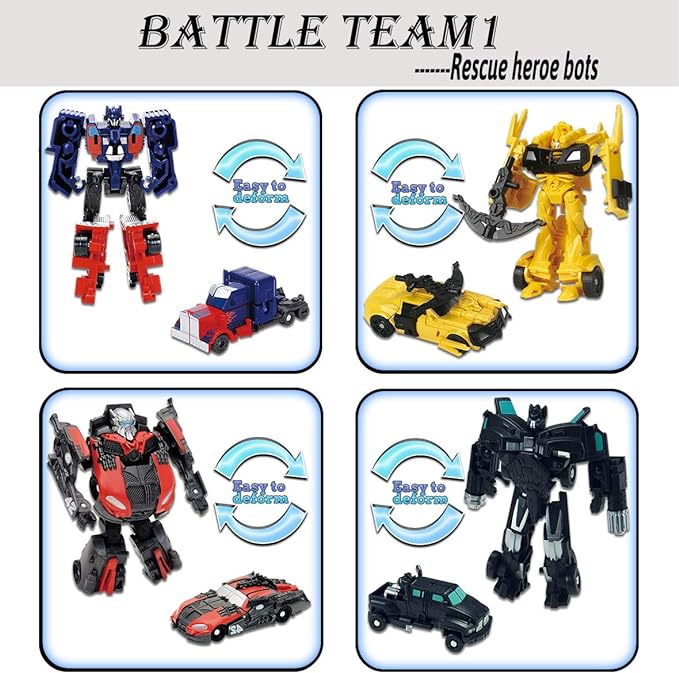 8 Pcs Mini Car Robot Toys, 3.5-inch Small Hero Action Figures, Birthday Favors Toys for Kids Age 5 and up.