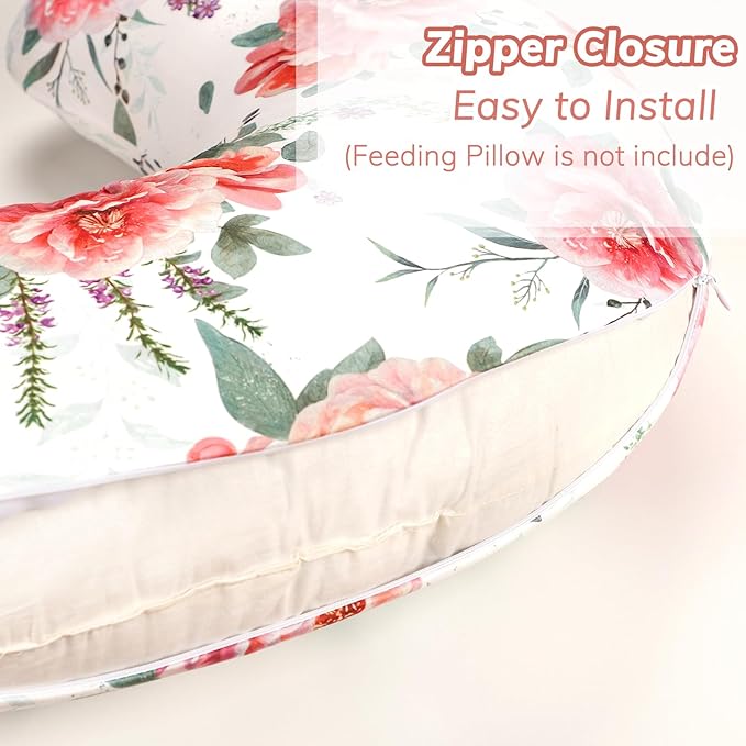 Pea Pod Nursing Pillow Cover Soft & Stretchy Removable Slipcover for Breastfeeding Pillows, Comfortable Nursing Pillow Case for Newborn, Snug Fit, Washable Feeding Pillow Slipcovers in Stylish Floral