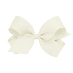 Wee Ones Girls' Plain Wrap Classic Grosgrain Hair Bows on a WeeStay No-Slip Hair Clip, Handmade, Large, Antique White